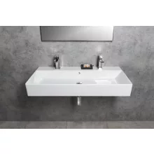   Sapho GSI Kube X kerámiamosdó két csaplyukkal 100x47 csiszolt alsó élekkel, ExtraGlaze, fehér 94239211