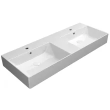  Sapho Gsi Kube X dupla kerámia mosdó 2 furattal 120x47 cm, ExtraGlaze bevonattal, fehér 9425111