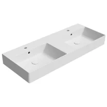 Sapho GSI Kube X dupla kerámia mosdó 120x47 cm csaplyukkal és csiszolt alsó élekkel, matt fehér kivitelben