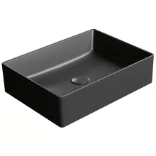 Sapho GSI Kube X pultra tehető szögletes kerámia mosdó 50x37 cm, matt fekete kivitelben