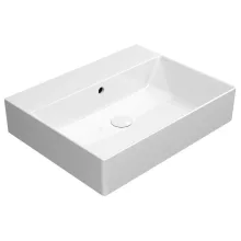 Sapho GSI Kube X kerámia mosdó 60x47 cm túlfolyóval csiszolt alsó élekkel és Extraglaze bevonattal, fehér kivitelben