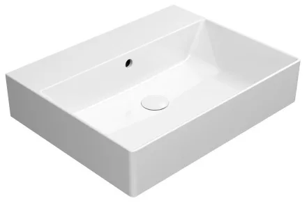 Sapho GSI Kube X kerámia mosdó 60x47 cm túlfolyóval csiszolt alsó élekkel és Extraglaze bevonattal, fehér kivitelben