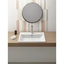 Sapho GSI Kube X beépíthető kerámia mosdó 70x46 cm 1 csaplyukkal és Extraglaze bevonattal, fehér kivitelben