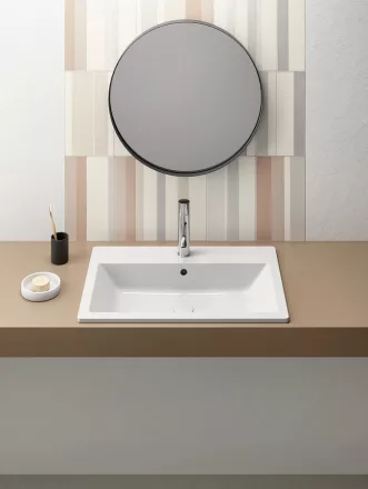 Sapho GSI Kube X beépíthető kerámia mosdó 70x46 cm 1 csaplyukkal és Extraglaze bevonattal, fehér kivitelben