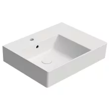 Sapho GSI Kube X kerámia mosdó 60x47 cm csaplyukkal és túlfolyóval, balos/matt fehér 
