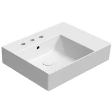 Sapho GSI Kube X kerámia mosdó 60x47 cm 3 csaplyukkal és Extraglaze bevonattal, balos/fehér