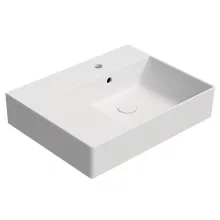 Sapho GSI Kube X kerámia mosdó 60x47 cm csaplyukkal és túlfolyóval, jobbos/matt fehér