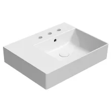 Sapho GSI Kube X kerámia mosdó 60x47 cm 3 csaplyukkal és Extraglaze bevonattal, jobbos/fehér 