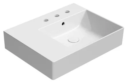 Sapho GSI Kube X kerámia mosdó 60x47 cm 3 csaplyukkal és Extraglaze bevonattal, jobbos/fehér 