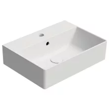 Sapho GSI Kube X kerámia mosdó 50x37 cm csaplyukkal és túlfolyóval, matt fehér kivitelben