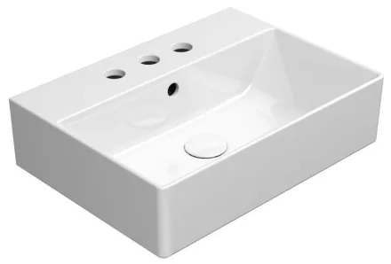GSI Kube X kerámia 50x37cm mosdó 3 csapfurattal és ExtraGlaze bevonattal, fehér kivitelben