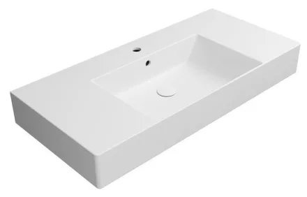 Sapho GSI Kube X kerámia mosdó 100x47 cm csaplyukkal és csiszolt alsó élekkel, matt fehér kivitelben
