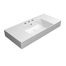 Sapho GSI Kube X kerámia mosdó 3 csaplyukkal 100x47 cm csiszolt alsó élekkel és ExtraGlaze bevonattal, fehér kivitelben
