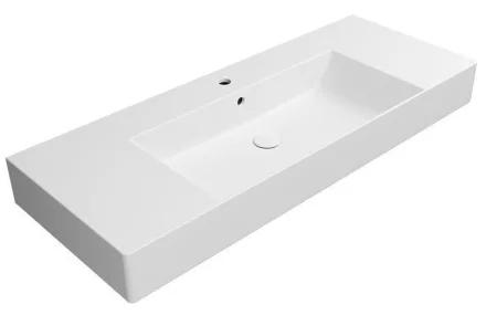 Sapho GSI Kube X kerámia mosdó 120x47 cm csaplyukkal és csiszolt alsó élekkel, matt fehér kivitelben