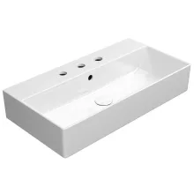 Sapho GSI Kube X kerámia mosdó 3 csaplyukkal 70x37 cm csiszolt alsó élekkel és Extraglaze bevonattal, fehér kivitelben