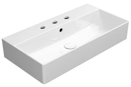 Sapho GSI Kube X kerámia mosdó 3 csaplyukkal 70x37 cm csiszolt alsó élekkel és Extraglaze bevonattal, fehér kivitelben