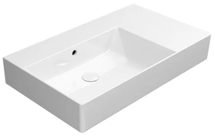 Sapho GSI Kube X kerámia mosdó 80x47 cm túlfolyóval és ExtraGlaze bevonattal, balos/fehér 