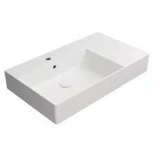 Sapho GSI Kube X kerámia mosdó 1 csaplyukkal 80x47 cm csiszolt alsó élekkel, balos/matt fehér