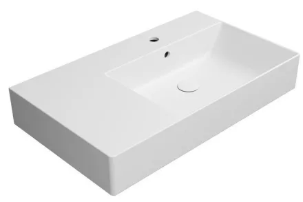 Sapho GSI Kube X kerámia mosdó 80x47 cm csaplyukkal és túlfolyóval, jobbos/matt fehér 
