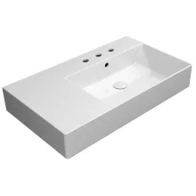 Sapho GSI Kube X kerámia mosdó 3 csaplyukkal 100x47 cm pakoló felülettel és ExtraGlaze felülettel, jobbos/fehér 