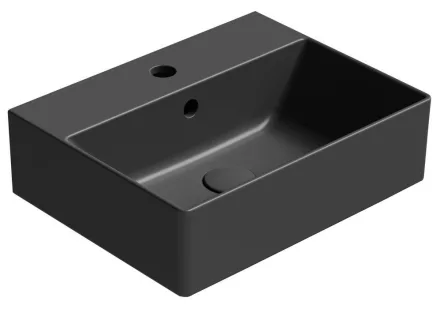 Sapho GSI Kube X kerámia kézmosó 45x35 cm csaplyukkal és csiszolt alsó élekkel, matt fekete kivitelben