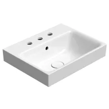Sapho GSI Nubes kerámia mosdó 50x40 cm csiszolt alsó élekkel, 3 csaplyukkal és ExtraGlaze bevonattal, fehér kivitelben