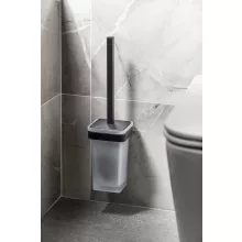   Sapho Samoa fali WC kefe tartó, matt fekete/matt üveg A83314