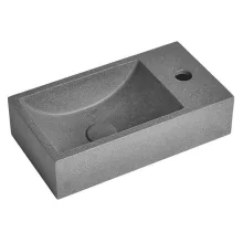   Sapho Small Crest jobbos beton mosdó lefolyóval 40x22cm, szürke gránit AR409