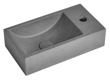 Sapho Small Crest jobbos beton mosdó lefolyóval 40x22cm, szürke gránit AR409