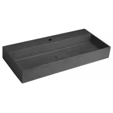   Sapho Quadrado beton mosdó Click-Clack lefolyóval 96x44 cm, túlfolyó nélkül, szürke gránit AR466