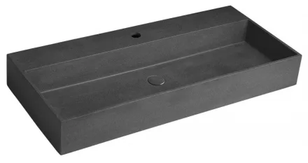 Sapho Quadrado beton mosdó Click-Clack lefolyóval 96x44 cm, túlfolyó nélkül, szürke gránit AR466