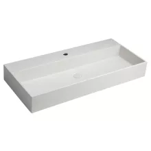   Sapho Quadrado beton mosdó Click-Clack lefolyóval 96x44 cm, túlfolyó nélkül, fehér homokkő AR467