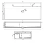 Sapho Quadrado beton mosdó Click-Clack lefolyóval 96x44 cm, két csapfurattal, szürke gránit AR473