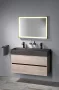 Sapho Quadrado beton mosdó Click-Clack lefolyóval 96x44 cm, két csapfurattal, szürke gránit AR473