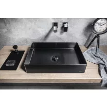   Sapho Aurum Pultra ültethető inox mosdó Click-Clack lefolyóval 50x35 cm, antracit AU103