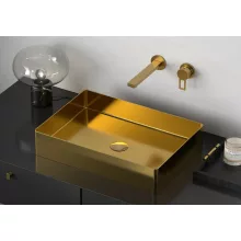   Sapho Aurum Pultra ültethető inox mosdó Click-Clack lefolyóval 50x35,2 cm, arany AU203