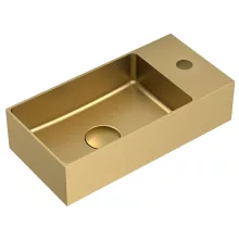   Sapho Aurum Inox kézmosó 36,5x18 cm klik-klak lefolyóval, balos / matt arany AU204