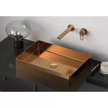   Sapho Aurum Pultra ültethető inox mosdó Click-Clack lefolyóval 50x35,2 cm, rózsa arany AU303
