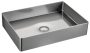 Sapho Aurum szálcsiszolt inox mosdó Click-Clack lefolyóval 50x35,2 cm, szürke AU403