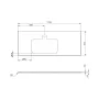 Sapho Brahea Rockstone mosdópult 131x51x2 cm, balos/matt fehér BT132-0101-L