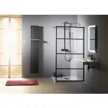   Sapho Gelco Cure Black fix zuhanyfal 110 cm, matt fekete CB110