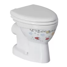 Sapho Kid gyermek kerámia WC csésze hátsó kifolyással, fehér színben színes mintás dekorral.