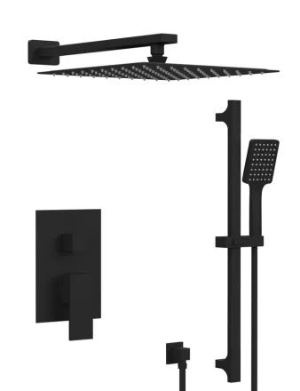 Sapho Cubemix falba süllyesztett csaptelep zuhanyszettel, zuhanyrúddal és fejzuhannyal, matt fekete CM042B-02