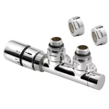   Sapho Twin csatlakozó készlet termosztátos radiátorszeleppel, 50 mm bekötéssel, balos, króm CP3012S