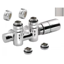   EGYEDI ÁR Sapho Twin Combi csatlakozó készlet termosztátos radiátorszeleppel, 50 mm bekötéssel, jobbos, csiszolt inox CP5510S