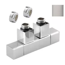   Sapho Cube Twin csatlakozó készlet sarok radiátorszeleppel, 50 mm bekötéssel, jobbos, csiszolt inox CP582S