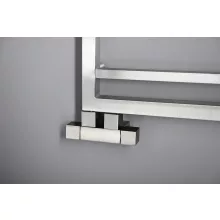   Sapho Cube Twin csatlakozó készlet sarok radiátorszeleppel, 50 mm bekötéssel, jobbos, csiszolt inox CP582S