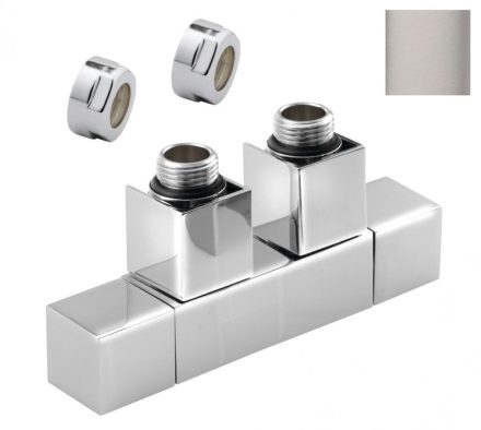 Sapho Cube Twin csatlakozó készlet sarok radiátorszeleppel, 50 mm bekötéssel, jobbos, csiszolt inox CP582S