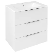 Sapho Cirasa 3 fiókos mosdószekrény krómozott fogantyúval 70x46 cm, fényes fehér.