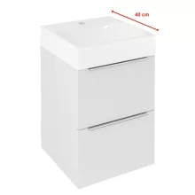 Sapho Emona 2 fiókos fali mosdószekrény fényes fehér színben, krómozott fogantyúval.